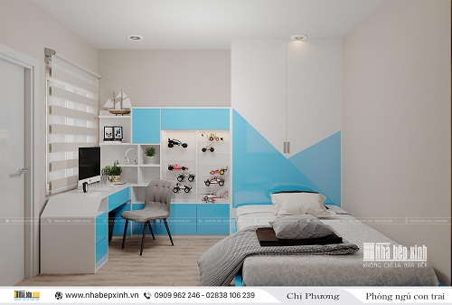 Thiết kế nội thất phòng ngủ con trai hiện đại - NBX433